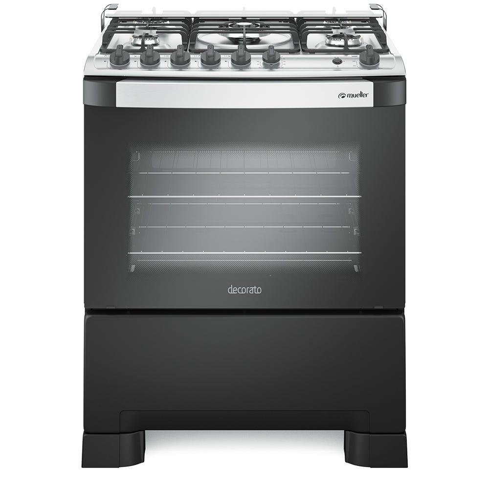 Fogão 5 Bocas Mueller Decorato Gourmet Preto - Bivolt - 601230054