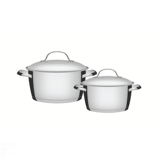 Jogo de Panelas Tramontina Allegra em Aço Inox com Fundo Triplo e Tampas de Inox 2 Peças Tramontina