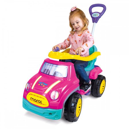 Carrinho de Passeio ou Pedal Infantil Com Empurrador Sport-Car - Maral - Rosa