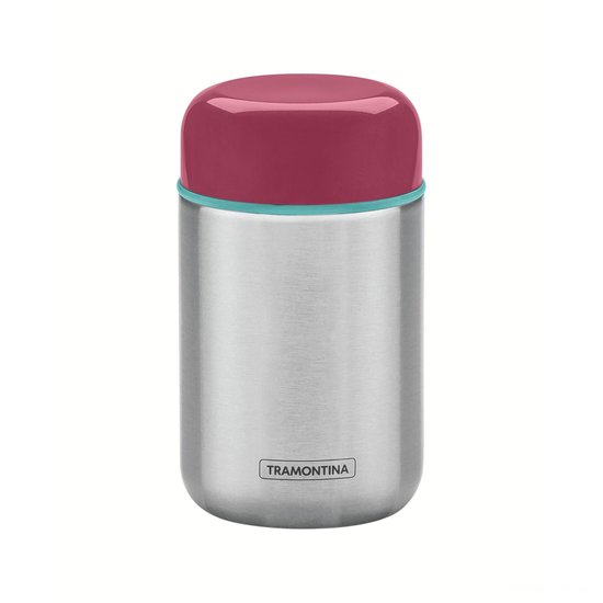 Pote Térmico Tramontina em Aço Inox com Tampa Rosa 8,8 cm 400 ml Tramontina