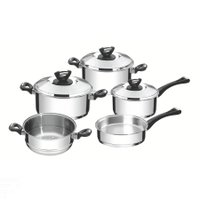 Jogo de Panelas Tramontina Solar Baquelite em Aço Inox Fundo Triplo com Cabos e Alças de Baquelite 5 Peças Tramontina