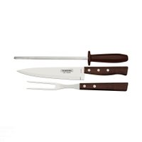 Jogo para Churrasco Tramontina em Aço Inox com Cabo Marrom Madeira e Polipropileno 3 Peças Tramontina