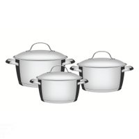 Jogo de Panelas Tramontina Allegra em Aço Inox com Fundo Triplo e Tampas de Inox 3 Peças Tramontina