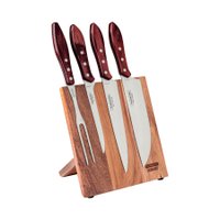 Jogo para Churrasco Tramontina com Lâminas em Aço Inox e Cabos em Madeira Polywood Vermelho 5 Peças Tramontina