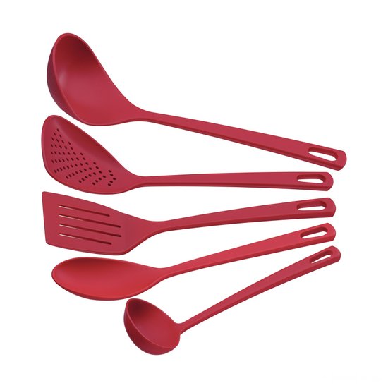 Jogo de Utensílios Tramontina Vermelho em Nylon 5 Peças Tramontina