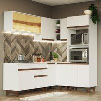 Cozinha Completa de Canto Madesa Reims 367001 com Armário e Balcão - Branco