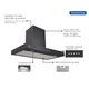 Coifa de Parede Tramontina Dritta Black 90 em Aço Inox com Pintura Automotiva Preta 220 V 90 cm