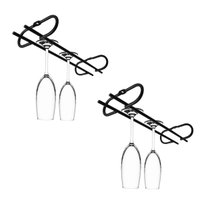 Conjunto 2 peças Porta Taças de Teto 25cm Suporte para Taças Suspenso Reto Preto Fosco