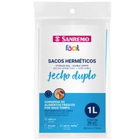10 Sacos Herméticos Zip Lock Com Fecho Duplo 1L Sacos Plásticos Para Alimentos Sanremo