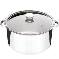 Panela Grande de Inox 10 Litros Caçarola com Tampa de  Vidro Zanella