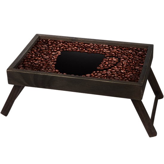 Mesa Para Café da Manhã Bandeja de Café na Cama com Pés Retráteis Madeira Stolf