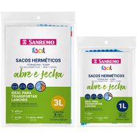 20 Saquinhos Herméticos Transparentes Abre Fecha 1L E 3L Sacos Plásticos Para Alimentos Sanremo