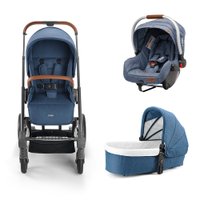 Combo Passeio - Carrinho Rover Reclinável, Moisés Rover 0-9Kg e Bebê Conforto 0-13Kg Azul Litet - BB670K