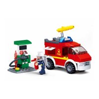 Blocos de Montar Caminhão de Bombeiro com Posto Gás 136 Peças Indicados para +6 Anos Material Plástico Multikids - BR821