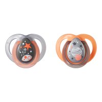 Chupeta Night Time 2 Und 0-6M Cinza com Laranja Tommee Tippee - TT012