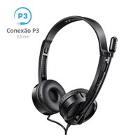 Headset Rapoo P2 P3 3.5MM Microfone Sem Ruído Preto H100 - RA019