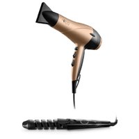 Combo Beleza - Modelador de Cachos Bivolt e Secador de Cabelo Gold 127V - EB013K