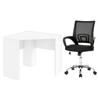 Combo Escritório - Mesa de Canto para Computador 90x90cm e Cadeira De Escritório Executive Multilaser - EI076K