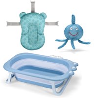 Combo Banho Azul - Banheira Retrátil com Almofada e Esponja de Banho Multikids Baby - BB1101K