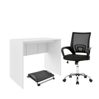 Combo Home Office - Mesa para Computador 90cm, Cadeira Executive e Descanso de Pés Ergonômico Multilaser - EI074K