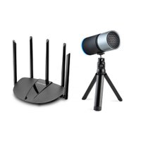 Combo Redes - Roteador Gigabit AC1200 High Power e Microfone Gamer Eloy Streaming Noise Cancelling USB - RE017K