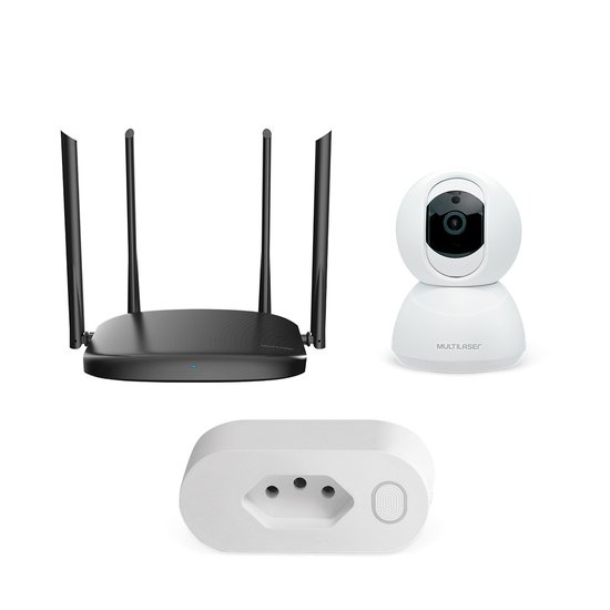 Combo Redes - Roteador Wireless AC1200, Câmera Robô Inteligente Full HD e Plugue de Tomada Inteligente Wi-Fi - RE015K