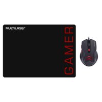 Combo Mouse 3200dpi E Mousepad Gamer Vermelho - MO306