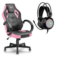 Combo Gamer - Cadeira Gamer Tongea Rosa e Headset Gamer Thyra RGB 7.1 com Vibração Warrior - GA192K