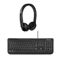 Combo Office - Fone com Microfone LX-6000 USB, Teclado e Mouse Multimídia Com Fio USB 800dpi Preto Microsoft - APB00005K