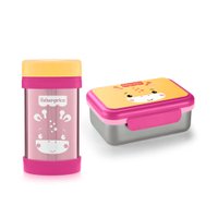 Combo Baby - Pote Térmico Aço Inox Rosa e Bento Box em Aço Inox Rosa Fisher-Price - BB1093K