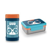 Combo Baby - Pote Térmico Aço Inox Hot e Cold Azul e Bento Box em Aço Inox Hot e Cold Azul Fisher-Price - BB1092K
