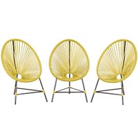 3 Cadeiras Bahamas Corda Sintetica Amarelo