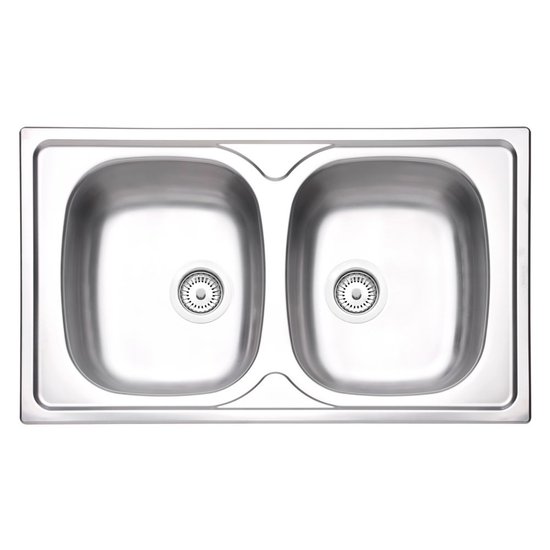 Cuba de Sobrepor Tramontina Sigma 2 Cubas em Aço Inox Pré-polido 86 x 50 cm com Válvula