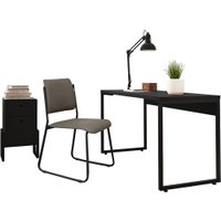 Kit Cadeira Inter Mesa Para Escritório Industrial Soft Gaveteiro Work Preto F01 - Lyam Decor