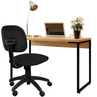 Kit Cadeira Escritório Economy Corano e Mesa Escrivaninha Industrial Soft F01 Nature Fosco - Lyam Decor