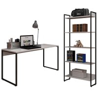 Kit Mesa Para Escritório Home Office 150cm com Estante Industrial Soft F01 Branco Fosco - Lyam Decor
