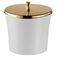 Lixeira Pequena com Aro para  Pia de Cozinha Branca e  Dourada  3L Forma Inox