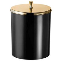 Lixeira 5L para Pia de Cozinha Preta e  Dourada Porta Lixo com Aro Forma Inox