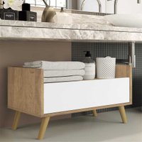 Gabinete Armário Banheiro 80 cm c/ Pés Retrô Multimóveis Rustic/Branco/Natural