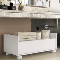 Gabinete Balcão Banheiro 80 cm c/ Rodízios Multimóveis Branco