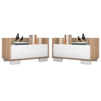Kit c/ 2 Mesas de Cabeceira 80 cm c/ Pés Quadrados Multimóveis Rustic/Branco