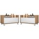 Kit c/ 2 Mesas de Cabeceira 80 cm c/ Rodízios Multimóveis Rustic/Branco