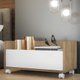 Kit c/ 2 Mesas de Cabeceira 80 cm c/ Rodízios Multimóveis Rustic/Branco