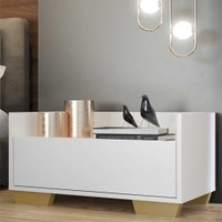 Mesa de Cabeceira 80 cm c/ Pés Quadrados Multimóveis Branca/Natural