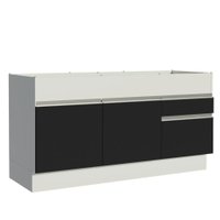 Balcão de Pia Madesa Glamy 150 cm 2 Portas e 2 Gavetas (Sem Tampo e Pia) - Branco/Preto