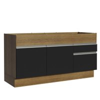 Balcão de Pia Armário de Cozinha 150 cm 2 Portas e 2 Gavetas (Sem Tampo e Pia) Rustic/Preto Glamy Madesa