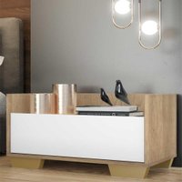 Mesa de Cabeceira 80 cm c/ Pés Quadrados Multimóveis Rustic/Branco/Natural