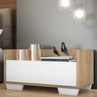 Mesa de Cabeceira 80 cm c/ Pés Quadrados Multimóveis Rustic/Branco