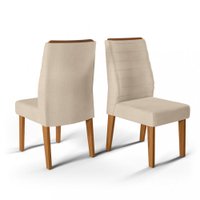 Conjunto 2 Cadeiras Ondina para Sala de Jantar Estofada Dj Móveis Rustico Terrara/Linho Saara