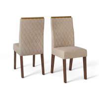 Conjunto 2 Cadeiras New Maia para Sala de Jantar Estofada Dj Móveis Rustico Malbec/Linho Saara